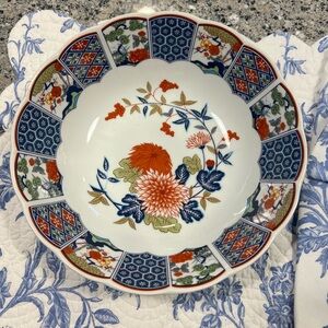 Vintage Japanese Imari Ware Floral Porcelain Large Bowl
